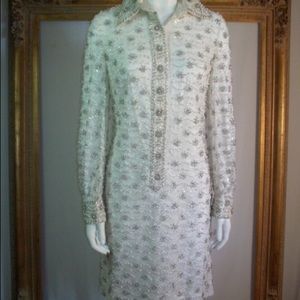 1960’s Royal Cathay White Beaded Cocktail Dress